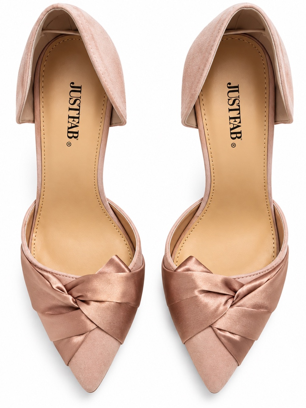 JustFab Rose Blush Pointed-Toe D'Orsay Flats
